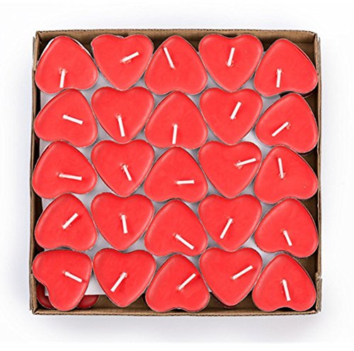 Binnan Confezione di 50pcs Candele a Forma di Cuore, Candeline Non profumate, Ideale per Matrimoni o Anniversari