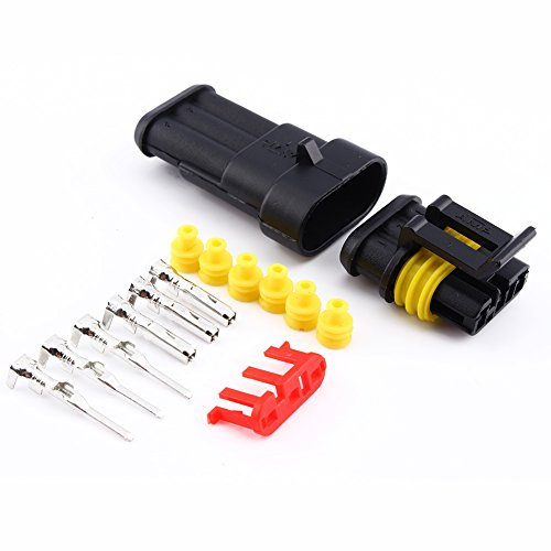 Connecteur de Fil, Keenso Kit de 3 Broches Plug Connecteur Étanche Électrique 1.5mm Terminaux Fil de Verrouillage Rapide Prises de Courant pour Moto Voiture Camion