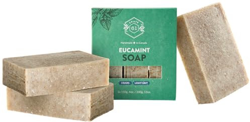 Crate 61, Handmade Vegan Natural Bar Soap Cold Pressed For Face And Body, With Premium Essential Oils, 3 Pack (Eucalyptus & Peppermint)