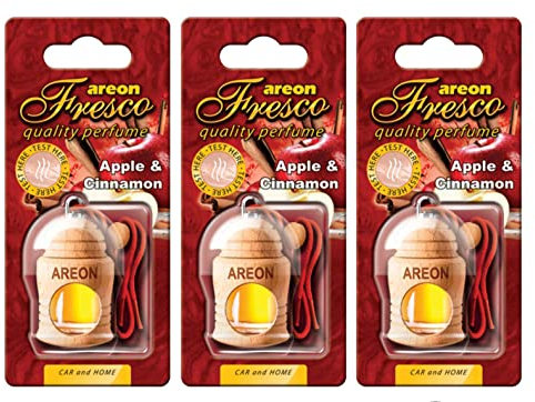 Fresco Areon Lufterfrischer für Auto und Zuhause, Duft Apfel und Zimt, 3 Stück
