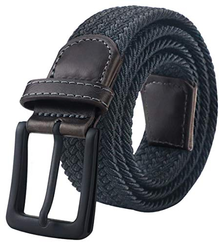 maikun Elastic Mens Belt, Braided Stretch Woven Belts for Men for Work,Golf and Jeans. Color Black,Length 43