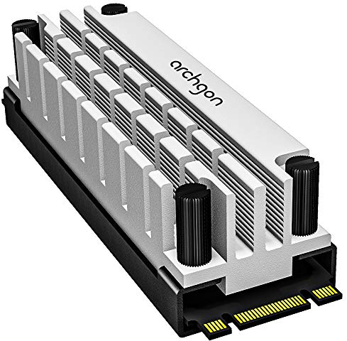 Archgon HS-1110 Kühlkörper für M.2 SSD 2280 PCIe NVMe/SATA Kühler, 20 mm Bauhöhe, Aluminium, 2X Wärmeleitpad, Schrauben Befestigung, passiv, Silber