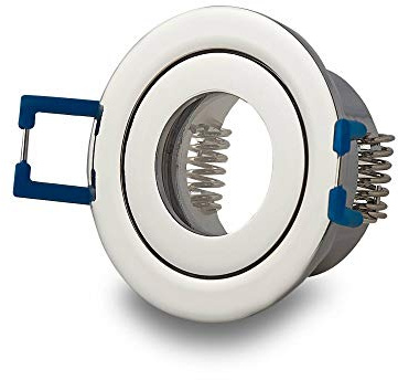 Einbaustrahler Rahmen Chrom rund IP-44 für Bad und Außen-Bereich - Einbaurahmen für GU11 MR11 Leuchtmittel 35mm - 40mm Bohrloch Badezimmer Einbau-Spot Strahler Einbauleuchte