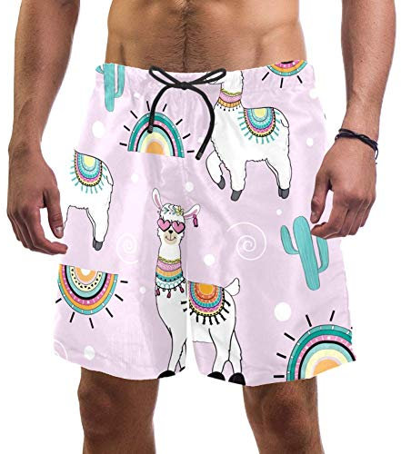 Eslifey Badehose mit niedlichem Lama-Kaktus-Muster, elastisch, Größe L Gr. XXL, multi