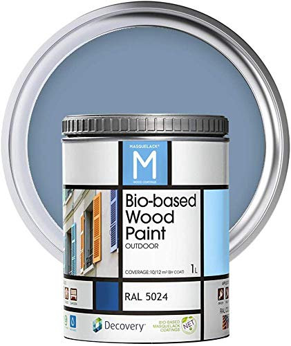 MASQUELACK M Impregnante per Legno Esterno - Blu - RAL 5024-1 Litro - Protegge dall'Acqua, Umidità e Raggi UV - Vernice Naturale ad Alta Copertura e Rifinitura Semi Opaca - Asciugatura Veloce