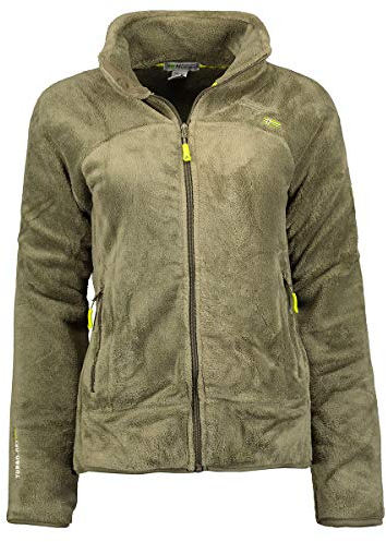Geographical Norway Upaline Lady - Fleece Fine Frauen Warm Fermetur Zip - Jacke Herbst Winter Frühling Warm Frauen - Long Sleeve Pullover Pelz Weich Komfort Outdoor (Olive XL-Größe 4)