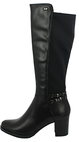 Valleverde Scarpe Donna Stivali Alti con tacci in Pelle Nera 46410-NERO