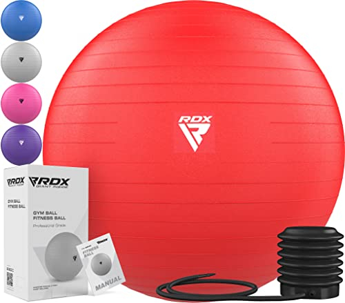 RDX Gymnastikball Extra Dicker PVC Sitzball, Yoga Pezziball Fitness Pilates Balance Ball Stuhl, Anti-Berst Stabilitätsball mit Luftpumpe Schwangerschaft Büro Core Hause Fitnessstudio Training 250 kgs