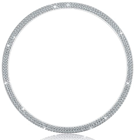 Bling Bling Auto Lenkrad Dekoration Innenzubehör Diamant Aufkleber Lenkrad Logo Strass DIY Lenkrad Abziehbilder Abdeckung für Auto Dekoration (Kompatibel mit Rund Audi)