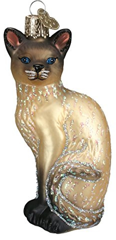 Old World Christmas Ornaments Tan Siamesische Katze Glas geblasen Ornamente für Weihnachtsbaum