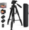 75 Camera Tripod, Aluminum Heavy Duty Camera Stand for ipad Phone, Travel Tripod with/Carry Bag/Phone Tablet Holder, Compatible with Canon Nikon Sony DSLR, Spotting Scopes, Max Load 15 Lb(Black)