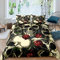Skulls Duvet Cover Red Roses Bedding Set Skeleton Comforter Cover for Boys Girls Kids Scary Gothic Bones Style Bedding & Linen Super King