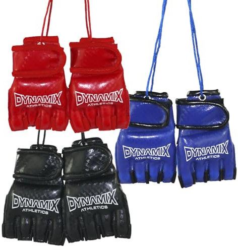 Dynamix Athletics Autospiegel Mini MMA Handschuhe Carbonix - Martial Arts Free Fight Handschuhe fürs Auto Spiegelanhänger Spiegel Aufhänger PKW Innenspiegel (Rot)