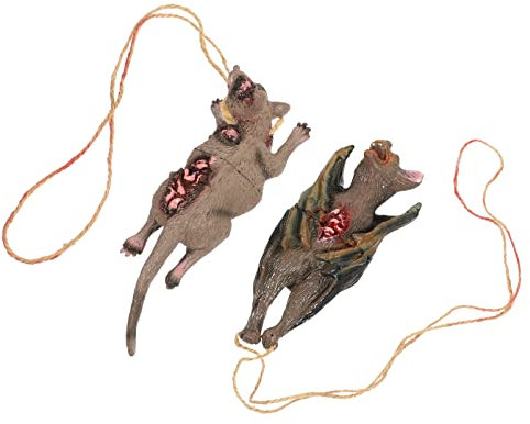 Halloween Deko Ratte Und Fledermaus 2 StüCk HäNgende Gruselige Tiere Realistisch Aussehende Halloween Requisiten FüR Innen Und AußEn Dekoration