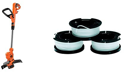 BLACK + DECKER BESTA530-GB BESTA530 Corded Strimmer, 550 W, 240 V, 30 cm & Black + Decker A6485 thread bobbins (for trimmers 3-pack - 3 x 10 m length, ⌀ 1.5 mm thread diameter)