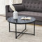 [en.casa] Mesa de Centro Mesa Auxiliar Redonda Uso Versátil Aglomerado/Acero 45 x Ø 80 cm Aspecto de Mármol Negro/Negro