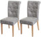 Mendler 2er-Set Esszimmerstuhl Chesterfield II, Stuhl Küchenstuhl, Nieten - Stoff/Textil hellgrau, helle Beine