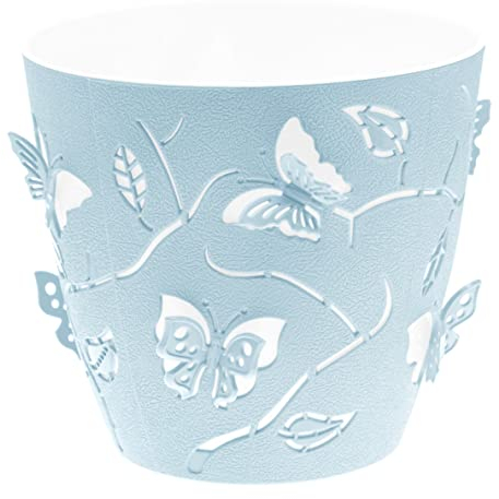 Lashuma Blumenschale innen - außen, Pflanzkübel rund Ø 14 cm, dekorativer Blumentopf blau - hell
