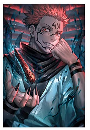 MJKO Jujutsu Kaisen Ryomen Sukuna Leinwand-Poster, Wandkunst, Dekoration, Bild, Gemälde für Wohnzimmer, Schlafzimmer, Dekoration, Rahmen-Stil, 40 x 60 cm