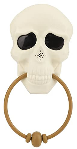 Campanello Spaventoso, Stile Teschio di Halloween con Luce e Suono Campanello di Halloween, Cuscini Peluche con Campanello a Testa di Teschio per la Decorazione della Festa di Halloween Materiale in