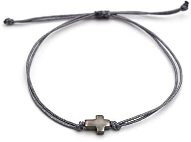 Herren Armband Kreuz 925 Silber, verstellbar, große Farbauswahl