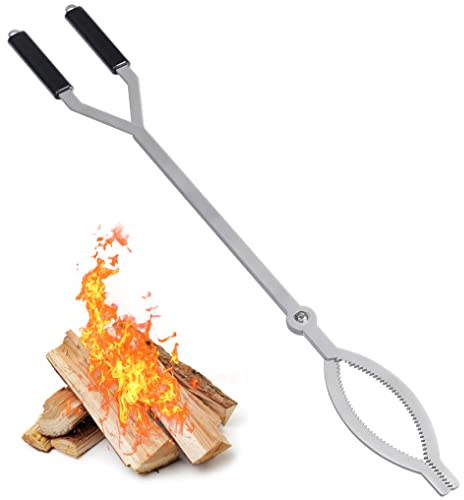101,6 cm Feuerzange Brennholzgreifer Edelstahl Große Feuerstelle Werkzeug Indoor Kamin Outdoor Lagerfeuer Hinterhof Deck Camping Holzgreifer Werkzeug