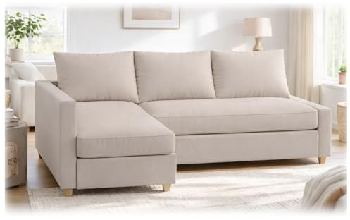 Durable Polyester Flax Friheten Sleeper Sofa Cover Replacement is Custom Made for IKEA Friheten Sofa Bed, Or Corner, Or Sectional Slipcover. Sofa Cover Only (Light Beige Right Chaise)