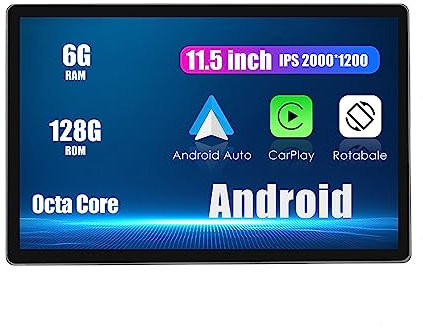 Universal CarPlay/Android Auto Autoradio Android FM/Am Radio Car Navigation Stereo Pad Multimedia Player GPS 11.5 IPS Screen Display RDS DSP BT WiFi 2 DIN Headunit Tablet Octa Core 6G+128G Rotatable