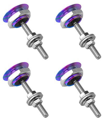 JNNJ 4 Pieces Universal Vehicle Hood Pins, Quick Release License Plate Lock Clip, Push Button Bonnet Kit, Aluminum Alloy Quick Latch Lock for Auto Bumper, Hood Pins for Car Modification(Coloured)