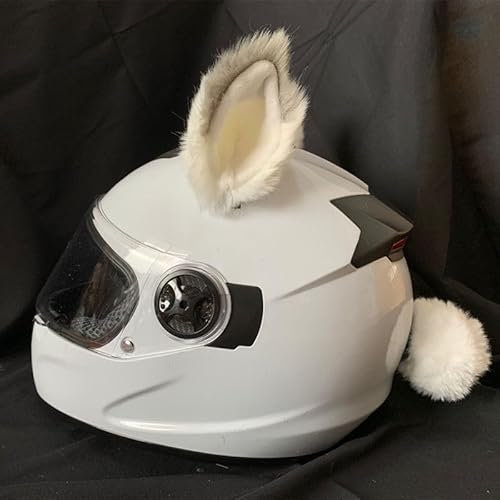 Motorradhelm Dekoration,2 Stück Motorrad Helm-Ohren + Schwanz Dekorations Süßer Plüsch Katzenohren Motorradhelm Dekorative Aufkleber Plüsch Katzenohr Helm-Ohren für Rolle Motorradhelm Skihelm