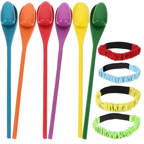 Sosoport Egg Spoon Relay Game Sensory Integration Tool Outdoor Toys for Boys and Girls Wooden Spoon Ball Holder Toy