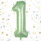 WOIRROIP Salbeigrün Luftballon 1,Zahlen Luftballon Salbeigrün, 40 Zoll Folienballon Olivgrün Zahlenballon 1 Helium Ballon, Luftballon 1. Geburtstag für 1 Jahre Geburtstagsdeko Kinder, Junge, Mädchen