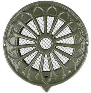 MS Beschläge Nostalgie Lüftungsgitter Zu- Abluftgitter Antik Optik Belüftungsgitter Abtropflasche Insektenschutzgitter Altbaugitter Anschlussstutzen Außenwandgitter (Grün, Anschlussgröße 150mm)
