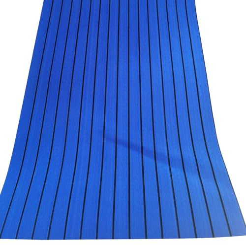 LNINNERY Faux Teak Boot Bodenbelag für Motorboot RV Yacht Kajak Schwimmbad Teakholz 240 * 90 * 6cm/94.5'' x 35.4'' (Blau+Schwarz)