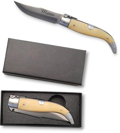 EIDER Navaja Clasica de Albacete Personalizada Con Nombre, Regalo Elegante (OLIVO)