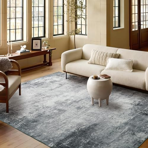 PONY DANCE Teppiche Wohnzimmer Modern 200x300 cm Weiche und Flauschige Kurzflor Teppich Waschbar in Waschmaschine für Schlafzimmer/Büro, Graue Intuition
