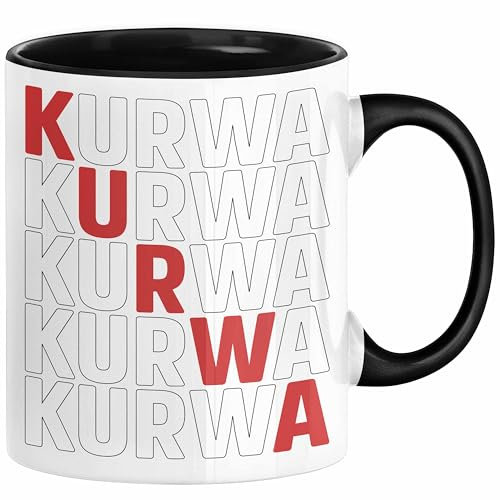 Kurwa Tasse Polen Polska Kaffee-Becher (Schwarz)