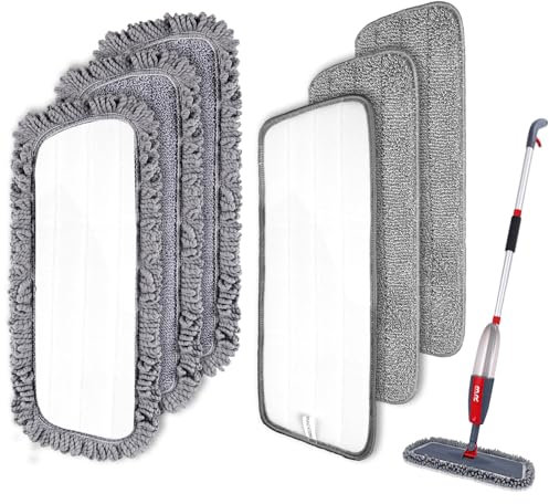 Microfiber Spray Mop Pads Replacement for Floor Cleaning Mops Heads Replacement Washable Reusable Flat Mop Refills Fit for All Spray Mops & Reveal Mop, Mop Rags 6 Pack/Set