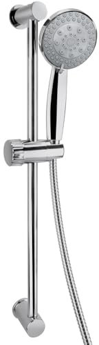 Virsus Set Soffione Doccia con Flessibile e Asta 3895, tubo da 1,5 Metri e Diametro 14 mm, Doccino ad alta pressione a 3 Funzioni, Set Universale Cromato con attacchi in metallo, montaggio facile
