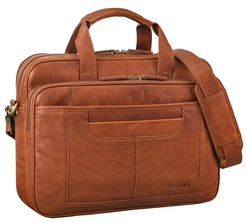STILORD 'Quest' Aktentasche Herren Leder Laptoptasche 15,6 Zoll Umhängetasche Vintage Dokumententasche Groß Arbeitstasche Damen für Business Uni, Farbe:maraska - braun