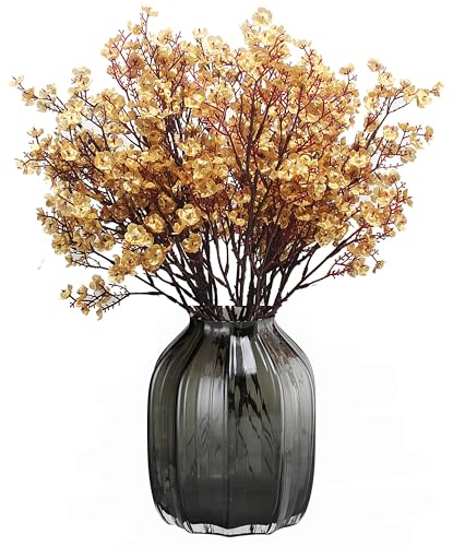 JAKY-Global 12 fiori artificiali secchi in seta, decorazione per bouquet di nozze, casa, giardino, festa, decorazione floreale (oro)