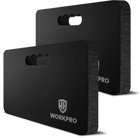 WORKPRO Coussins de Genoux de Jardinage 2 Pièces, Tapis de Genoux Noir, Protège-genoux de Jardinage, Genouillère Extra Épaisse pour Jardin, Travail, Bain de Bébé et Exercice, 44 x 28 x 3,6 CM
