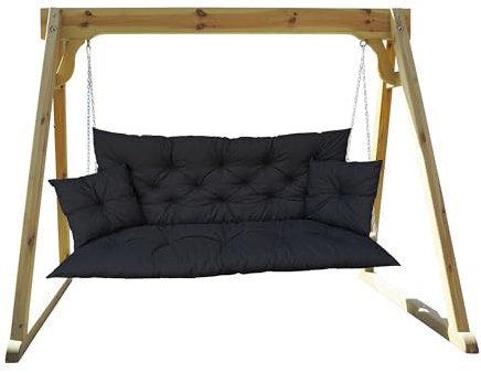 IN WOHO Hollywoodschaukel Auflage Outdoor Sitzkissen Gartenbankauflage Bankauflage Wasserabweisend Gartenbank Sitzkissen Bankkissen Sitzauflage Bank Palettenkissen mit 2 Kissen 180x60x50 Schwarz