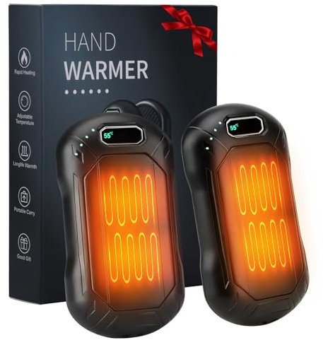 Yerbay Chauffe-Mains Rechargeable, 6000 mAh Magnétique 2 Pièces, Chauffe-Mains de Poche USB Portable, 3 Modes de Chauffage, Chauffage Rapide, Cadeaux Chauds pour Les Sports d'hiver Plein Air en Hiver