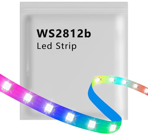 Aurevita WS2812b Led Strip RGB IC, 5m 300Led IP30 Scheda PCB in rame a doppio strato indirizzabile individualmente striscia led, DIY Project 5050 luci led strip (5m300Led Black)