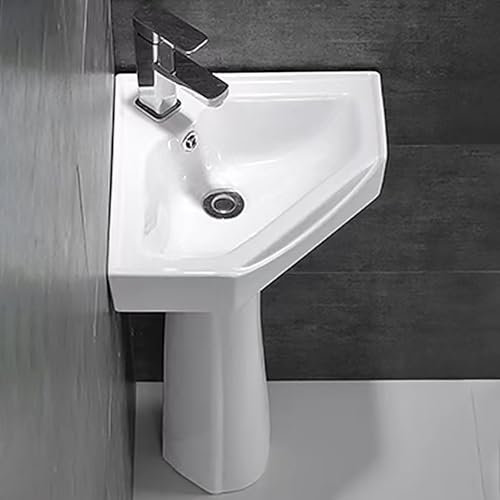 YERUNGT Lavabo Esquinero Pequeño, Mueble Baño con Lavabo, Lavabos Pequeños con Fría Y Caliente Grifo Y Desbordamiento, para Caravana, para Jardín, Camping, Sótano