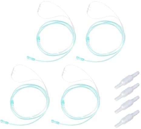 4 occhiali per ossigeno, occhiali da naso, tubi di ossigeno in silicone, dispositivo di ossigeno trasparente, per la casa con tubo da 200 cm, per dispositivi di terapia respiratoria e inalazione