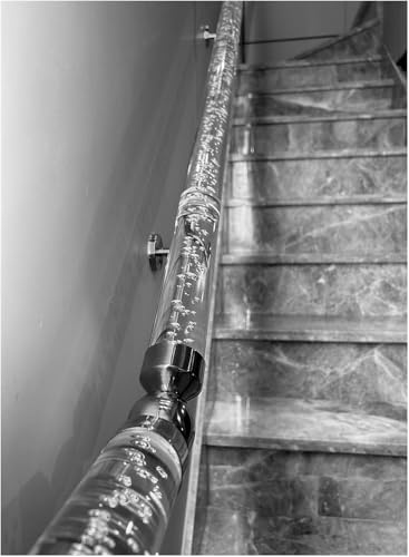 SAFWELAU Banister Rails Stair Handrail Wall Mounted Railing Grab Bar with Silver/Golden Brackets, Clear Bubble Acrylic Handrail Kit for Indoor Stair(Silver,300cm/9.8ft/118in)