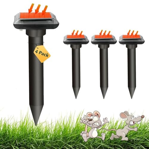 Queath Solar Maulwurfschreck,Um wühlmäuse zu vertreiben,Ultraschall Maulwurfschreck für Vertreiben Wühlmäuse,Maulwürfe vertreibens,Wühlmausschreck,Mole Repellent,Maulwurf vertreiber 4 Stück