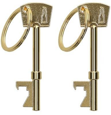 kwmobile Bottle Opener Key Keychain (Set of 2) - Keychains Shaped Like Keys to Open Beer Bottles, Soda Tops, Soft Drinks - Gold